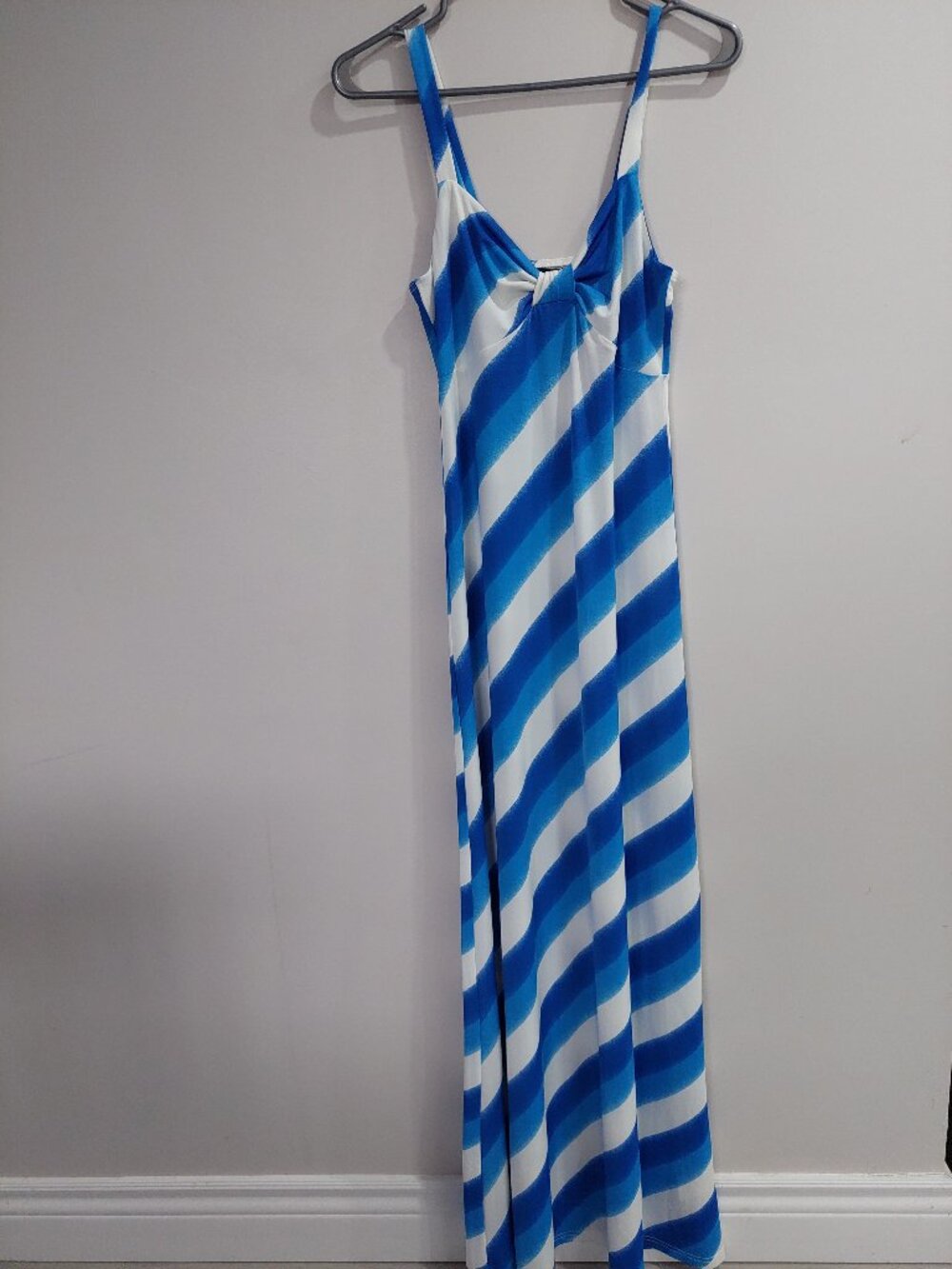 QED London  blue striped maxi dress Size S/XS